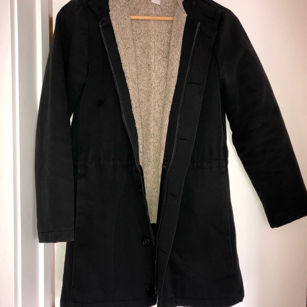 American Apparel Black Lined Hooded Women's Fall Winter Jacket Size XXS/XS